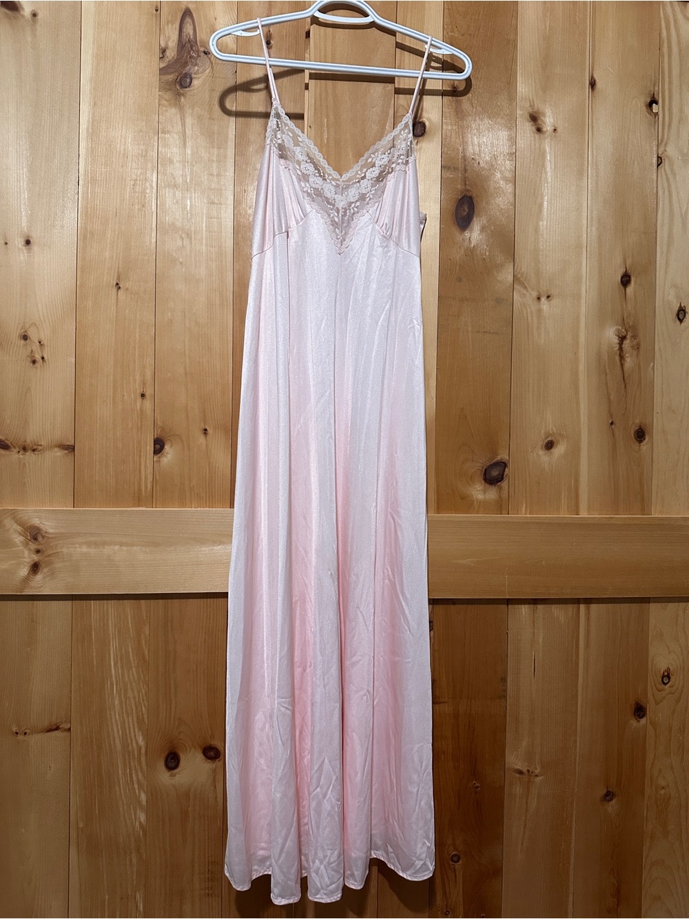 Vintage French Maid Pink Nylon & Lace Peignoir Set | Nightgown & Robe | Size L